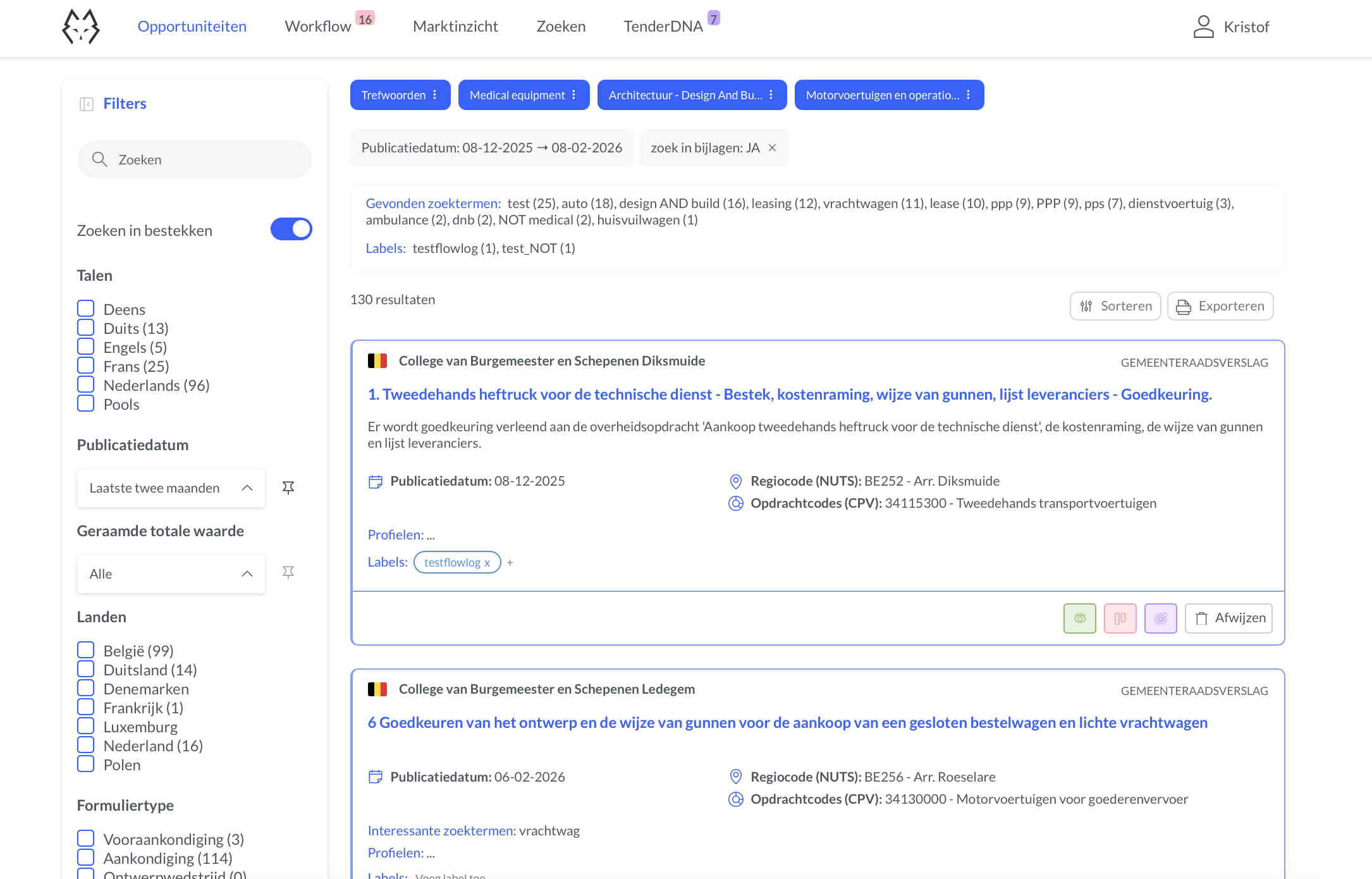 TenderDNA – tägliche Auswahl relevanter Ausschreibungen